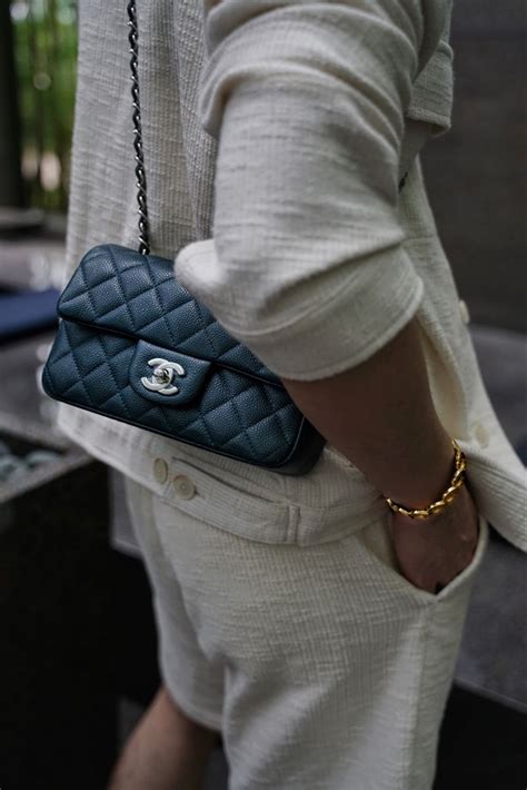 chanel mini rectangular flap outfit